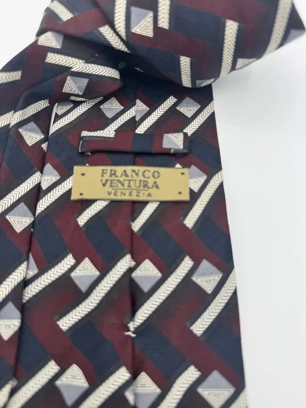 Franco Ventura Venezia Men's 100% Silk Geometric Pattern Necktie